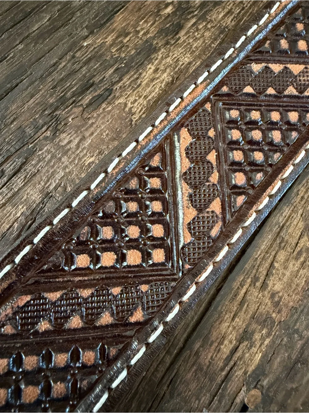 Double J Saddlery Brown Hand Tooled Leather Unisex Belt with Silver Buckle 34”